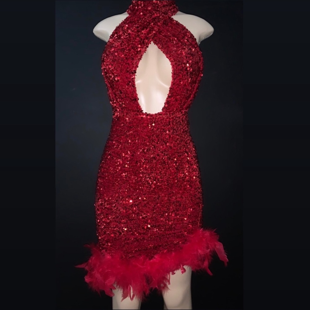 Red sequin dress